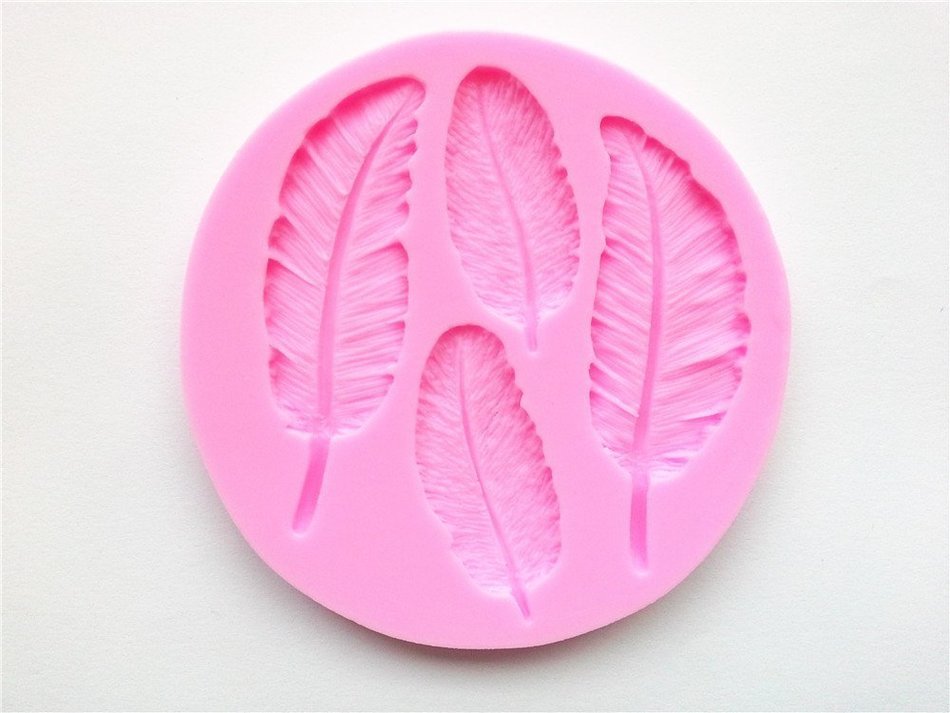 Wocuz W0105 4 Kinds of Feather Pattern Silicone Candy Fondant Chocolate Accessory Mold for Cake Decoration