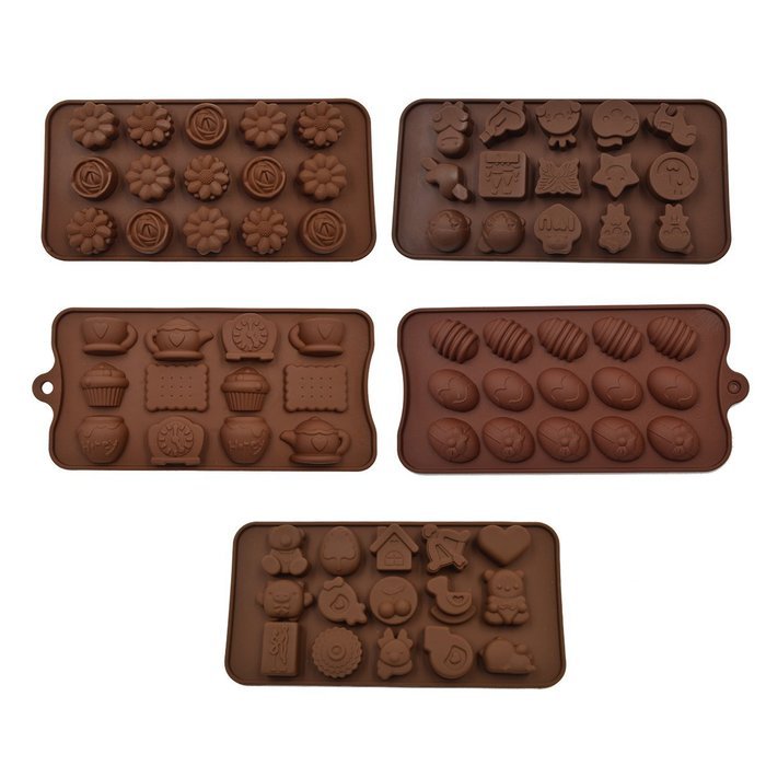 Hippih Cartoon Shaped Candy Molds, Chocolate Molds, Soap Molds, Silicone Baking Mold with Star, Happy Face, Robot... N8
