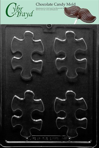 Cybrtrayd M219 Puzzle Piece Chocolate Candy Mold with Exclusive Cybrtrayd Copyrighted Chocolate Molding Instructions