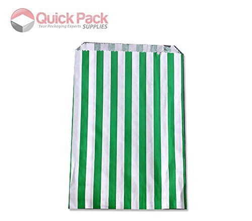 100 - STRIPED CANDY PAPER BAGS FOR SWEET FAVOUR BUFFET WEDDING CAKE GIFT SHOP (Gold)