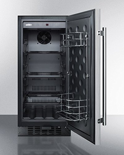 Summit FF1532BSS 15" Compact Refrigerator with Automatic Defrost Adjustable Glass Shelves Digital Thermostat and...