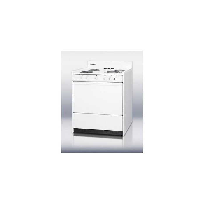 Summit WEM2171Q: 30" wide electric range with indicator lights and a three-prong line cord, for HUD applications.
