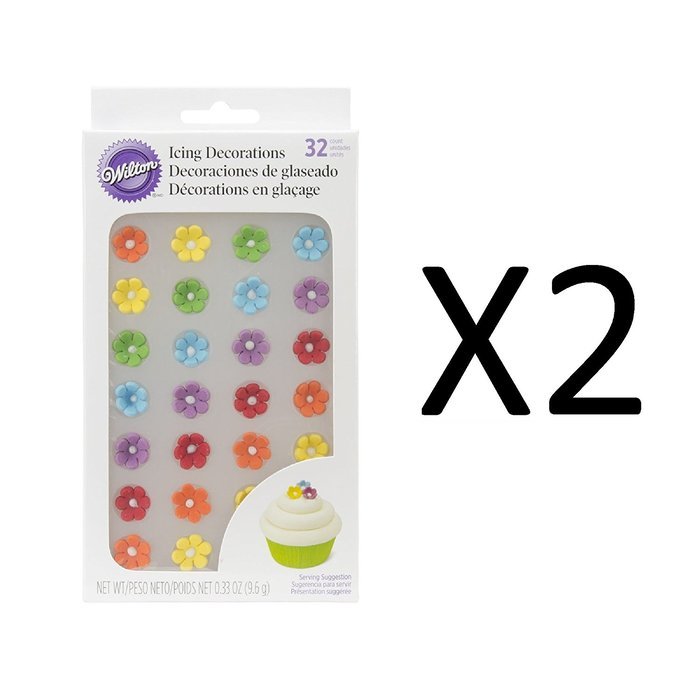 Wilton Royal Flower Icing Decoration 1/2" Mini Daisies Candies 32 Count (2-Pack)