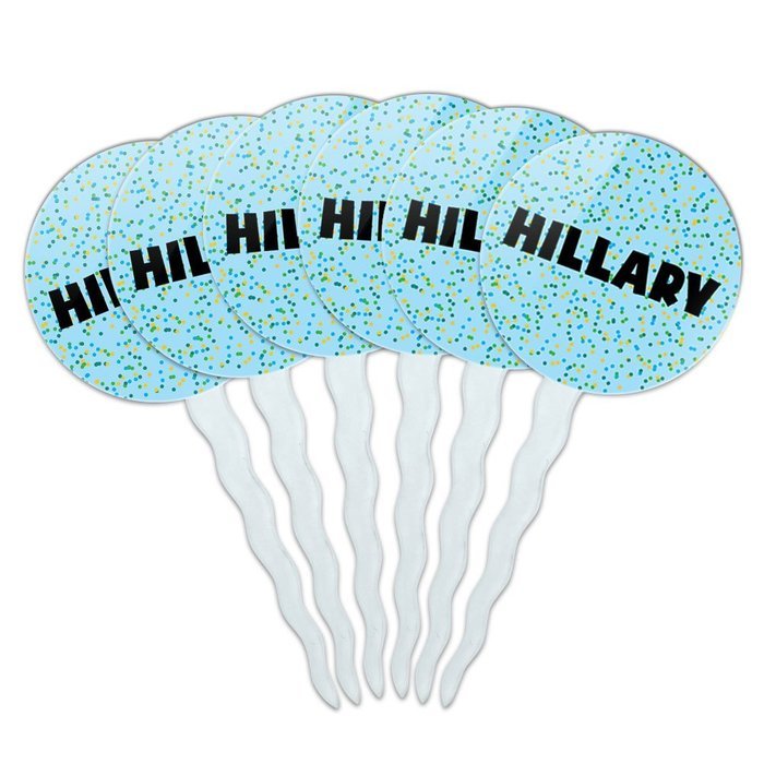 Hillary Cupcake Picks Toppers Decoration Set of 6 - Multicolored Speckles