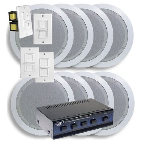 KTHSP85 - 4 Room In-Ceiling Home Speaker System w/4 Volume Controls Knob