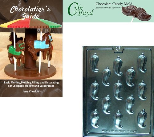 Cybrtrayd "Chili Pepper" Fruits and Vegetables Chocolate Candy Mold with Chocolatier's Guide