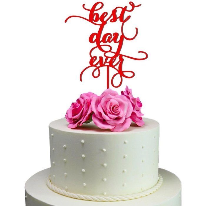 Sugar Yeti Made In USA Wedding Cake Topper Best Day Ever #16 Gold Mirror N7