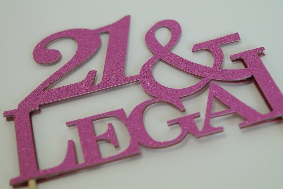 All About Details Pink 21-&-legal Cake Topper N2