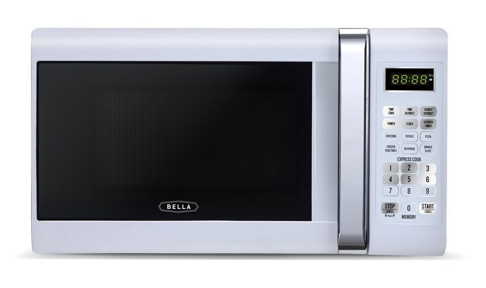 Bella 700-Watt Compact Microwave Oven, 0.7 Cubic Feet, White with Chrome N5