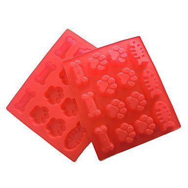 Y&XL&H 1Pcs Silicone Pets Dog Paws Bones Fish Baking Molds 14-cavity Mixed Food Grade Large Mats Trays