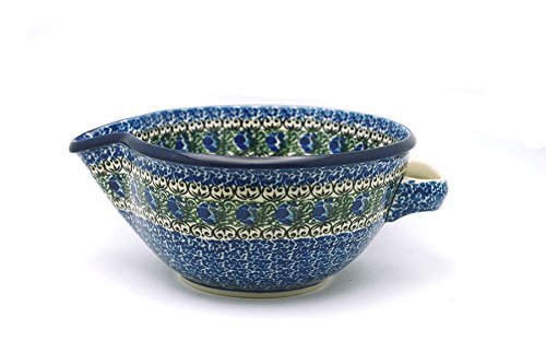 Polish Pottery Batter Bowl - Peacock Feather