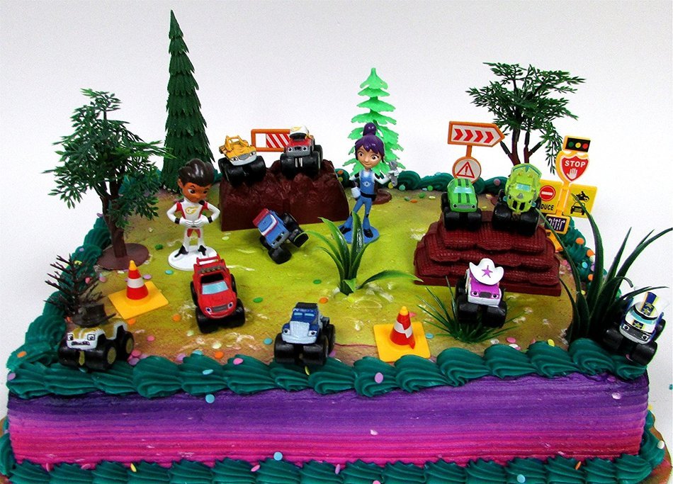 BLAZE and the Monster Machines 22 Piece CAKE Topper Set Featuring 12 Blaze Figures and Decorative Themed Accessories... N4