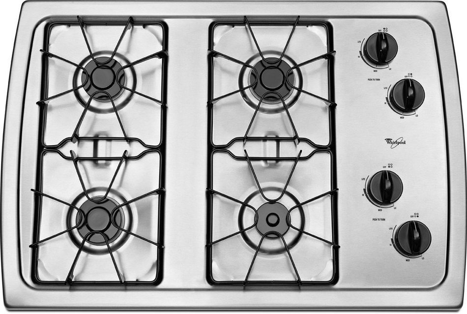 Whirlpool W3CG3014XS 30" Stainless Steel Gas Sealed Burner Cooktop