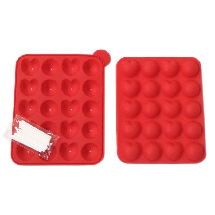 Cake Pop Silicone Tray Mother's Day Present Mold 20 Heart Shape and Lollipop Molds Sticks Included