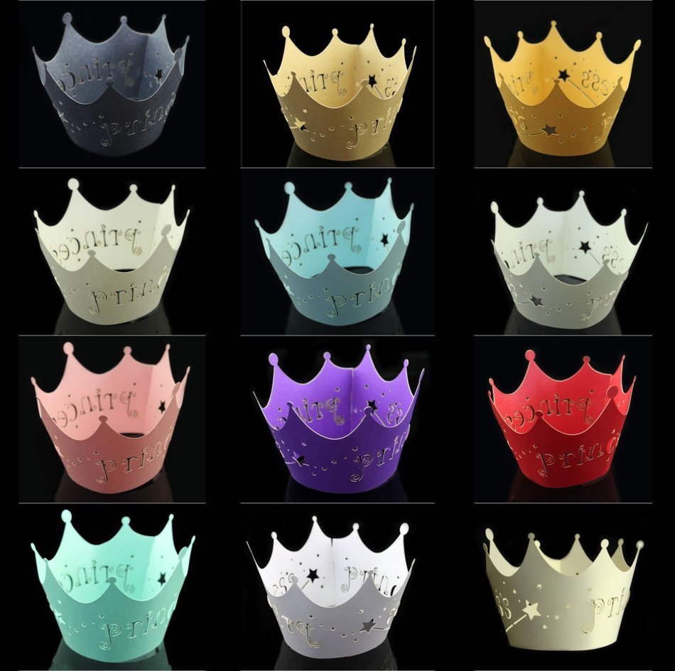 Bit Fly Princess Crown Baby Shower Birthday Party Laser Cut Celebration Decor Cupcake Wrapper Wraps Case (50pc... N14