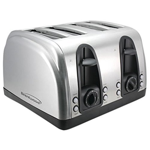 New BRENTWOOD TS-445S 4-Slice Elegant Toaster with Brushed Stainless Steel Finish