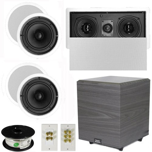 Theater Solutions 5.1 Home Theater 6.5" Speakers Set with Center 10" Powered Sub and More TS65CL51SET4