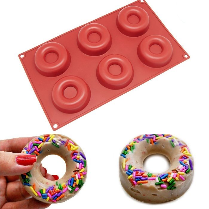 Windspeed 6-Cavity Savarin Silicone Mold for Donut/Cake/Bread/Cupcake/Cornbread Muffin Cups Donut Pan N3