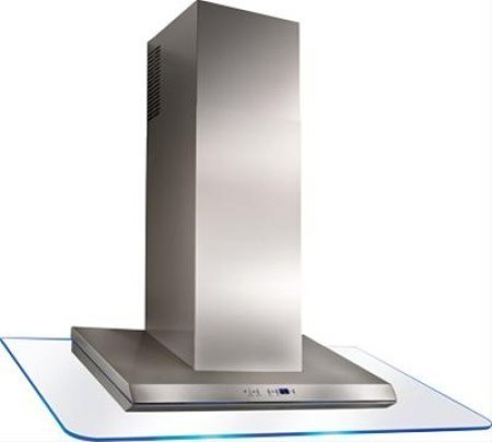 Best WC26I48SB 48" Chimney Style Wall Mount Hood With 480 CFM Internal Blower Blue LED Display 2 Halogen Lamps...