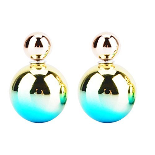 Obula(TM) Womens Jewelry Mix Colors Double Sides Pearl Beads Ball Ear Studs Earrings 1PAIR N3