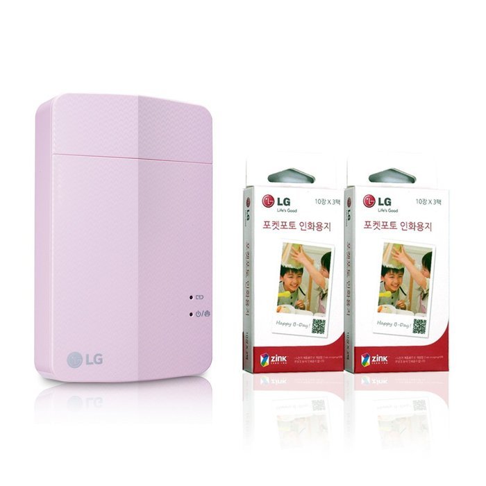[Printer+Paper SET] New LG Pocket Photo Printer 3 PD251 [Pink] (Follow-up model of PD241T PD239) + LG Zink Photo...