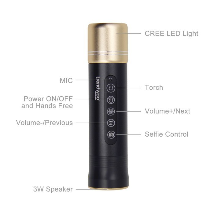Trendwoo Outdoor Bicycle Bluetooth Speakers Waterproof Rechargeable LED Flashlight with Bike Mount for Cycling... N24
