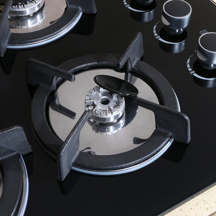 Windmax 24 Inches 3.3KW Kitchen Glass Built-in 4 Burners Gas Hob Cooktop Cook Top