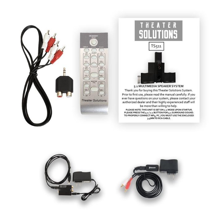 Theater Solutions TS511 Home Theater 5.1 Surround Speaker System with Bluetooth and Optical Input N3