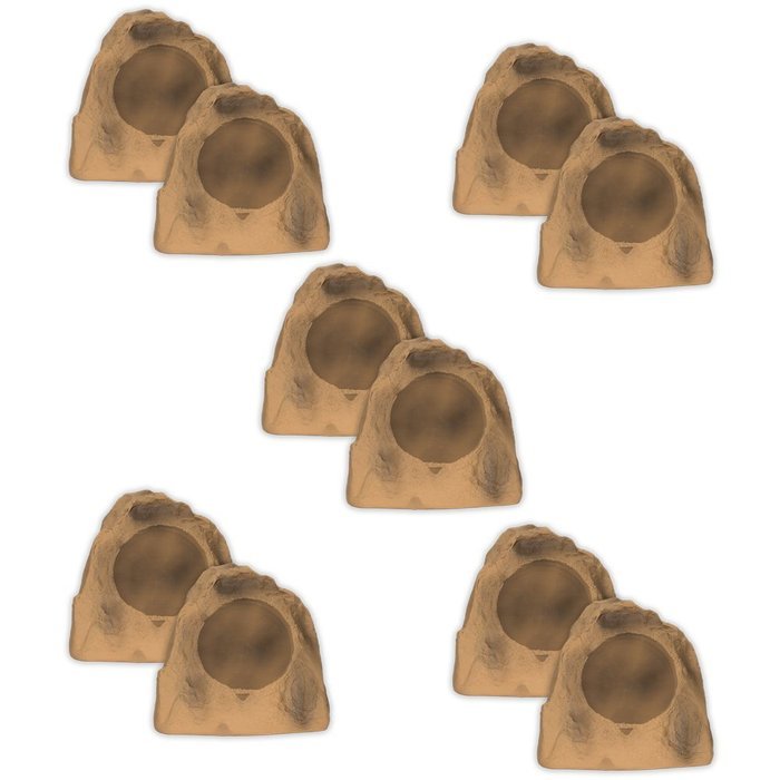 Acoustic Audio B8RS 4000 Watts Sandstone Outdoor Weatherproof 8" Rock Speaker 5 Pair Pack B8RS-5Pr