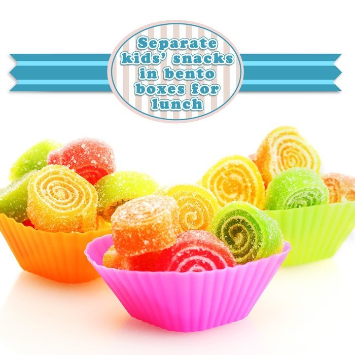 OMorc Baking Cups,24-PCS Silicone Baking Cups, Cupcake Liners, Muffin Cups Liners Molds, Reusable and Non-Stick... N3