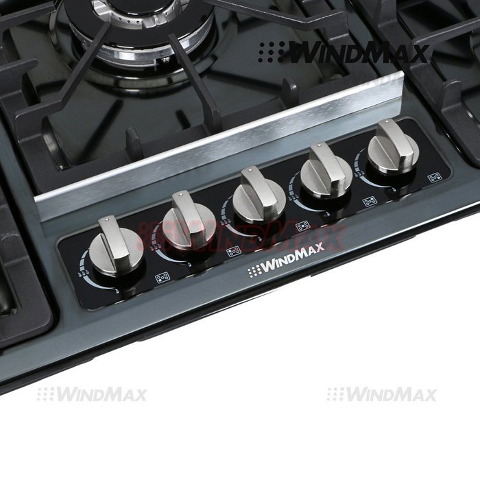 WindMax&reg; 34" Black Titanium Stainless Steel 5 Burner Built-In Stoves Gas Cooktop Cooker