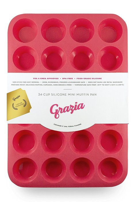 Grazia Silicone Muffin Pan, Red, 24-Cup N7