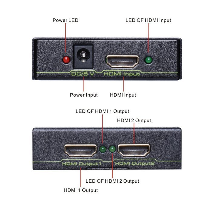 Tendak HDMI Splitter 1 in 2 out HDMI Splitter Amplifier for Dual Display Support Ultra HD 4K x 2K, 3D, Full HD...