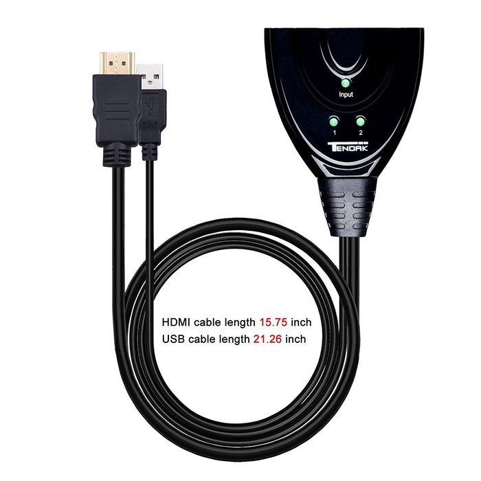 Tendak HDMI Splitter 1 in 2 out HDMI Splitter Amplifier for Dual Display Support Ultra HD 4K x 2K, 3D, Full HD... N3