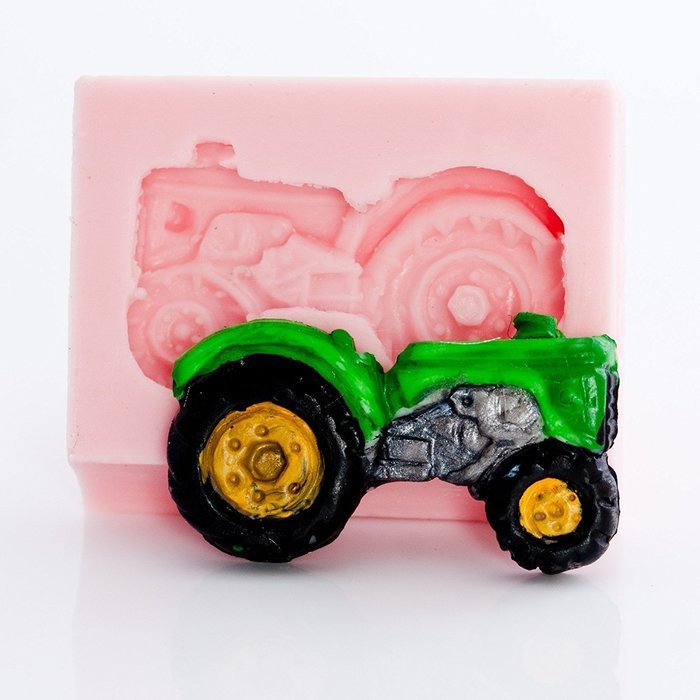 Small Farm Tractor Silicone Mold Food Safe Fondant, Resin, Polymer Clay Mold. Flexible easy to use. Jewelry, Craft... N3