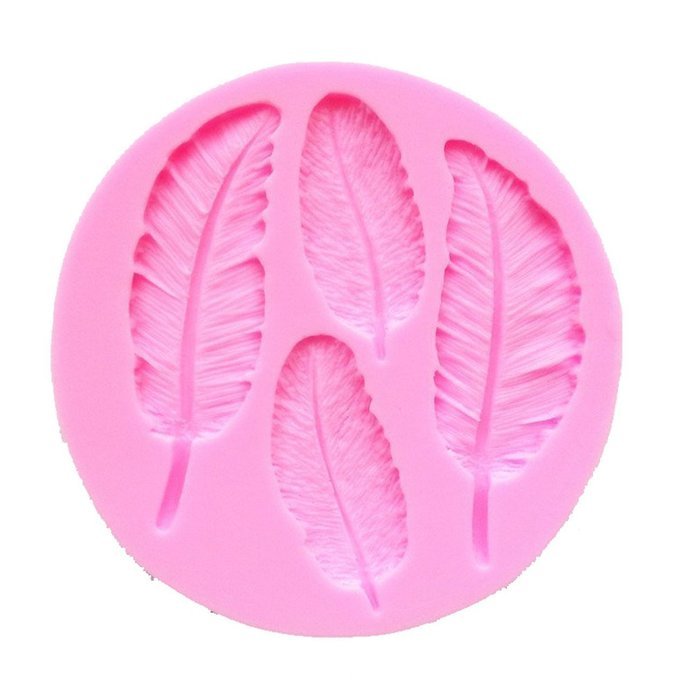 Wocuz W0105 4 Kinds of Feather Pattern Silicone Candy Fondant Chocolate Accessory Mold for Cake Decoration N2