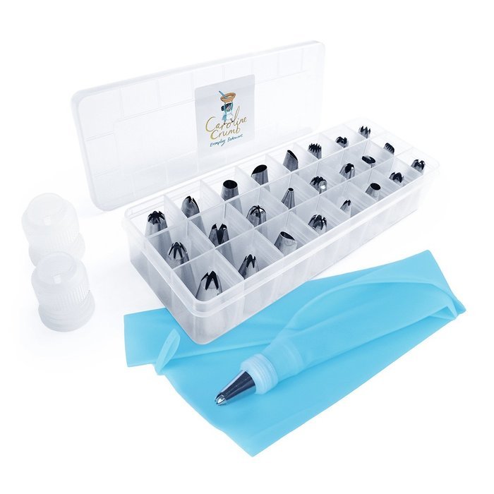 27 Piece Cake Decoration Icing Tips Set With Piping Bag - Stainless Steel Dispenser Nozzle Kit For Professional... N4