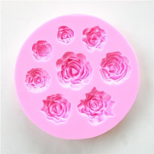 Wocuz W0599 8 Different Sizes of Same Roses Pattern Fondant Chocolate Candy Making Mold Small Pastry Mould Cake...