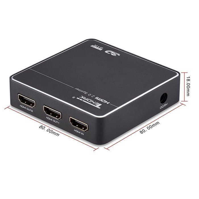 Tendak HDMI Splitter 1 in 2 out HDMI Splitter Amplifier for Dual Display Support Ultra HD 4K x 2K, 3D, Full HD... N8