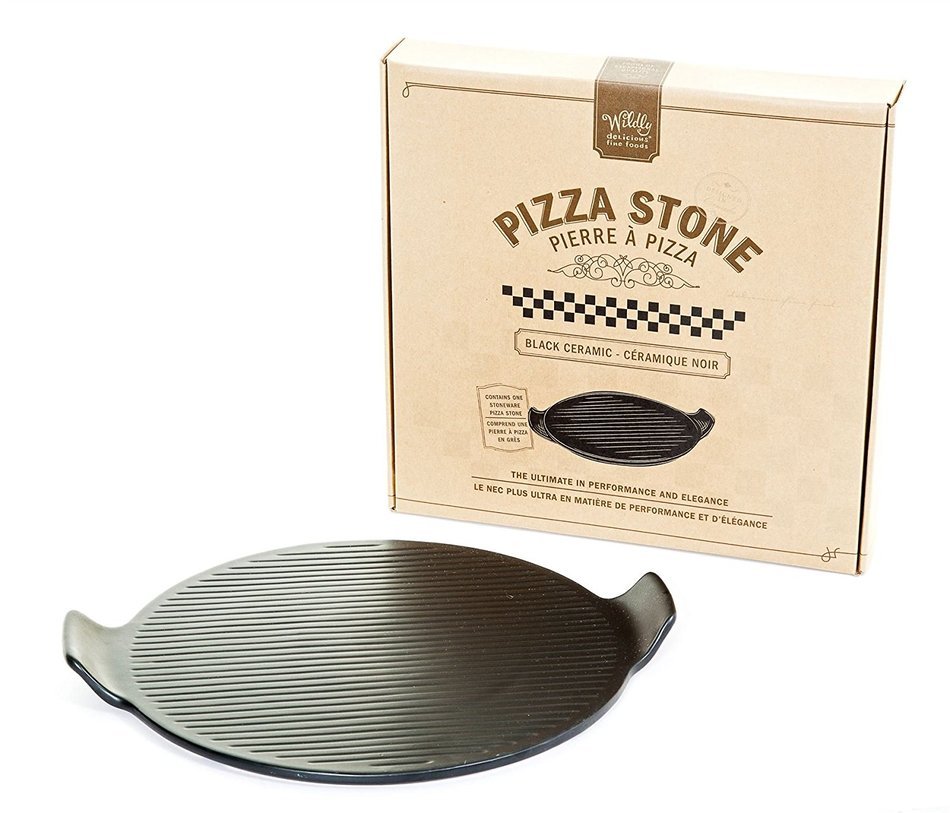 Divine Deli Ceramic Pizza Stone, 14.5" in Black