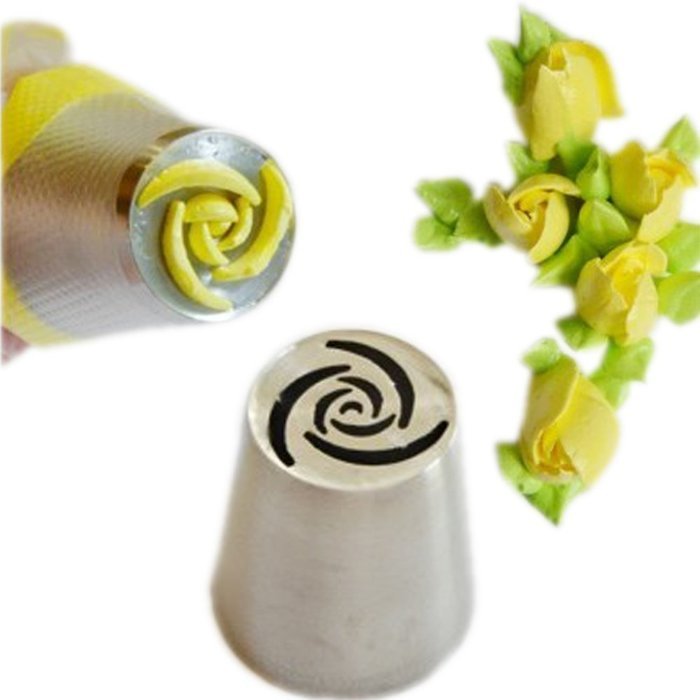 19pcs/set Russian Piping Tips:7 Russian Tips +1 Tri-color Coupler +1 Reusable Silicone bag +10 Disposable Pastry... N6