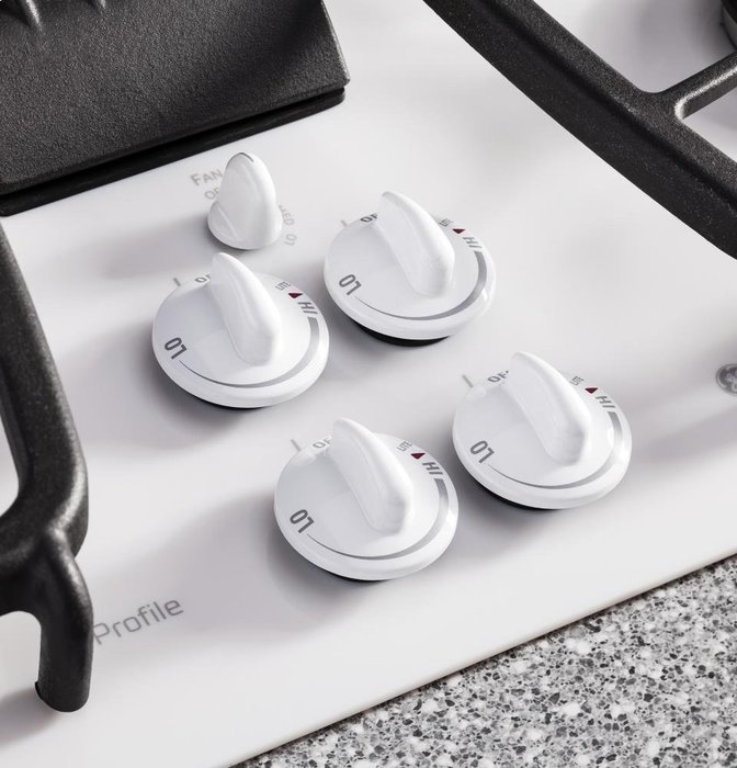 GE Profile 30" White Built-In Gas Downdraft Cooktop