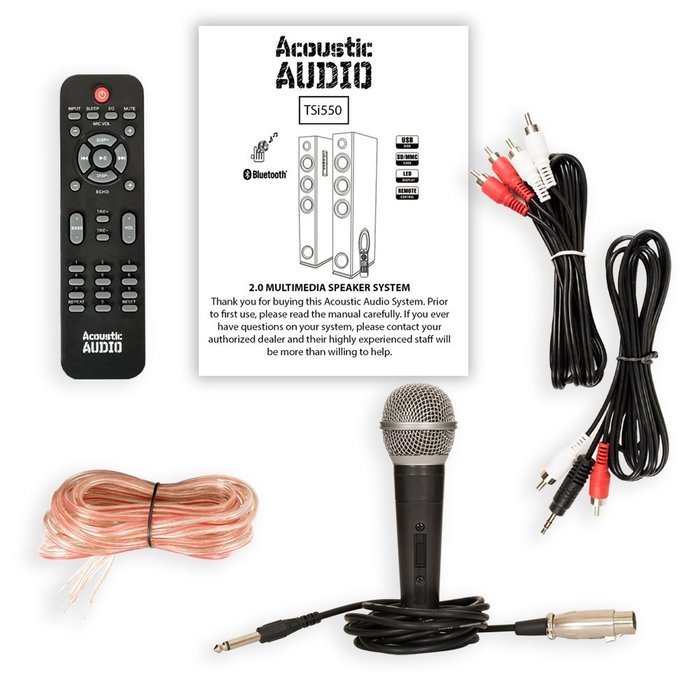 Acoustic Audio TSi550 Bluetooth Powered Floorstanding Tower Home Multimedia Speaker Pair and Mic TSi550M1 N2