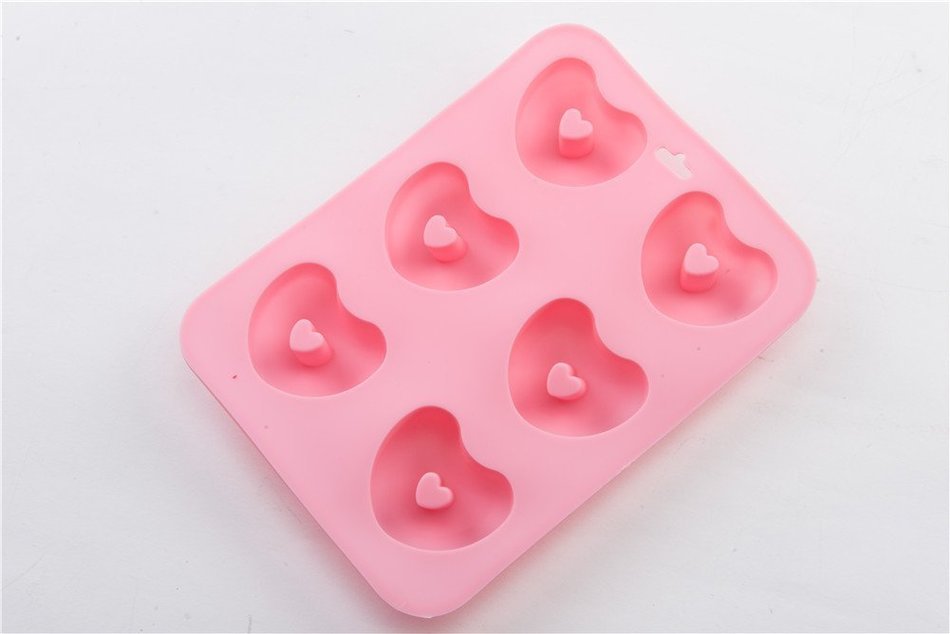 6 Cavity Love Heart Handmade DIY Cake Cookie Ice Mold Soap Making Mould N3
