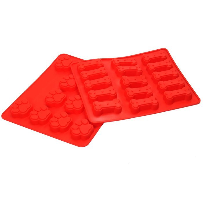 Kingstar Silicone Mini Paw Cake Pan Bone Bakeware Baking Mold Set of 2 with Lovely Brush, 29-cavity N14