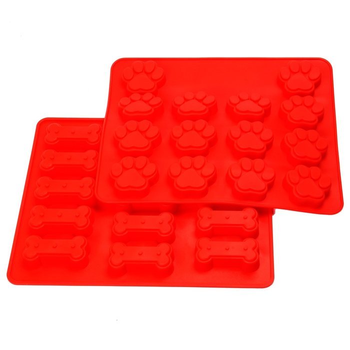 Kingstar Silicone Mini Paw Cake Pan Bone Bakeware Baking Mold Set of 2 with Lovely Brush, 29-cavity N15
