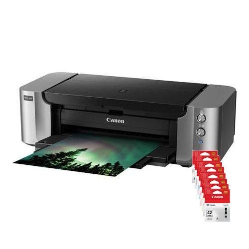 Canon PIXMA PRO-100 Professional Photo Inkjet Printer - Bundle - with SG-201 Photo Paper Plus Semi-Gloss 13x19...