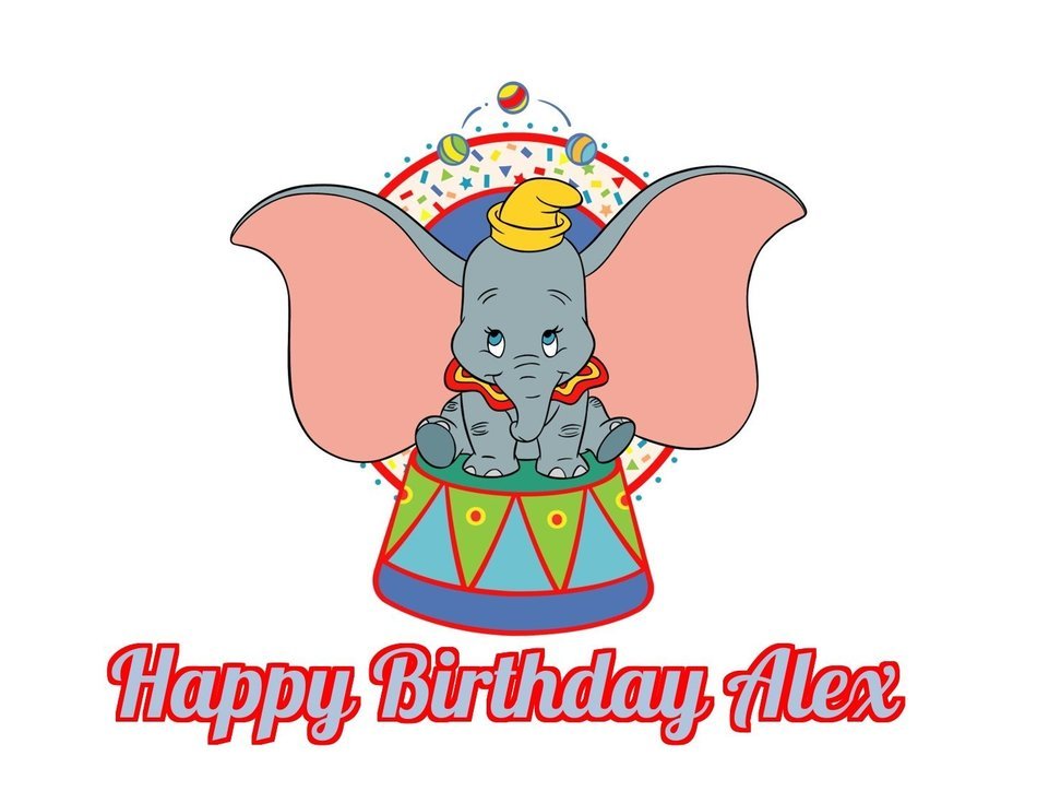 Dumbo Edible Image Photo Cake Topper Sheet Personalized Custom Customized Birthday - 1/4 Sheet - 78103