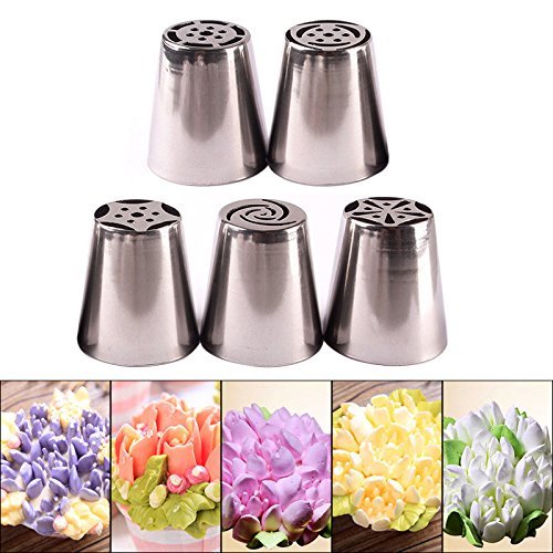 Pastry Tips Set 5Pcs/Lot Russian Tulip Icing Piping Nozzles Kitchen Cake Decoration Decor Tips Tool #83838 N3