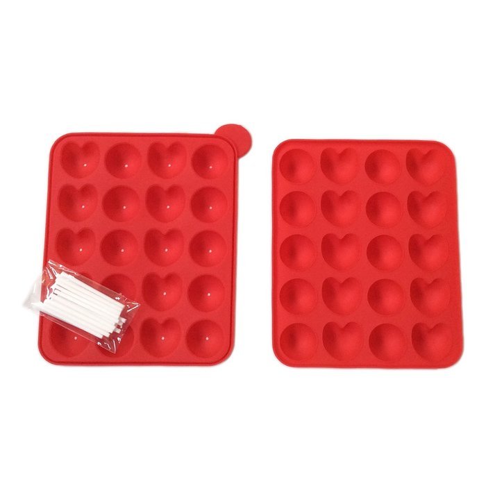 Cake Pop Silicone Tray Mother's Day Present Mold 20 Heart Shape and Lollipop Molds Sticks Included N3